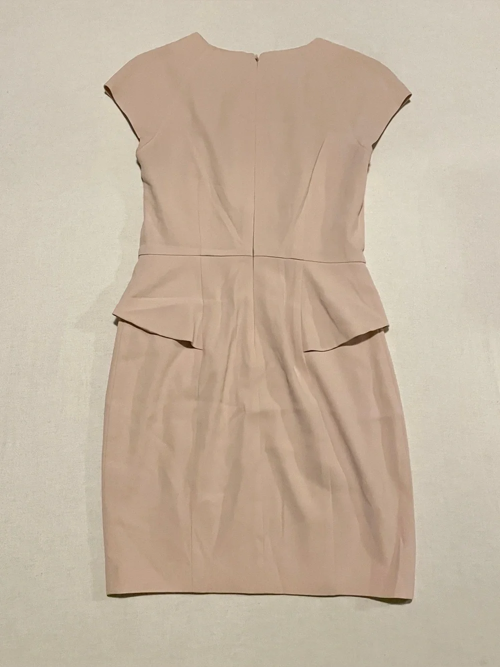 Bebe Nude Peplum Sheath Dress Cap Sleeve - Size 6 - Picture 12 of 16